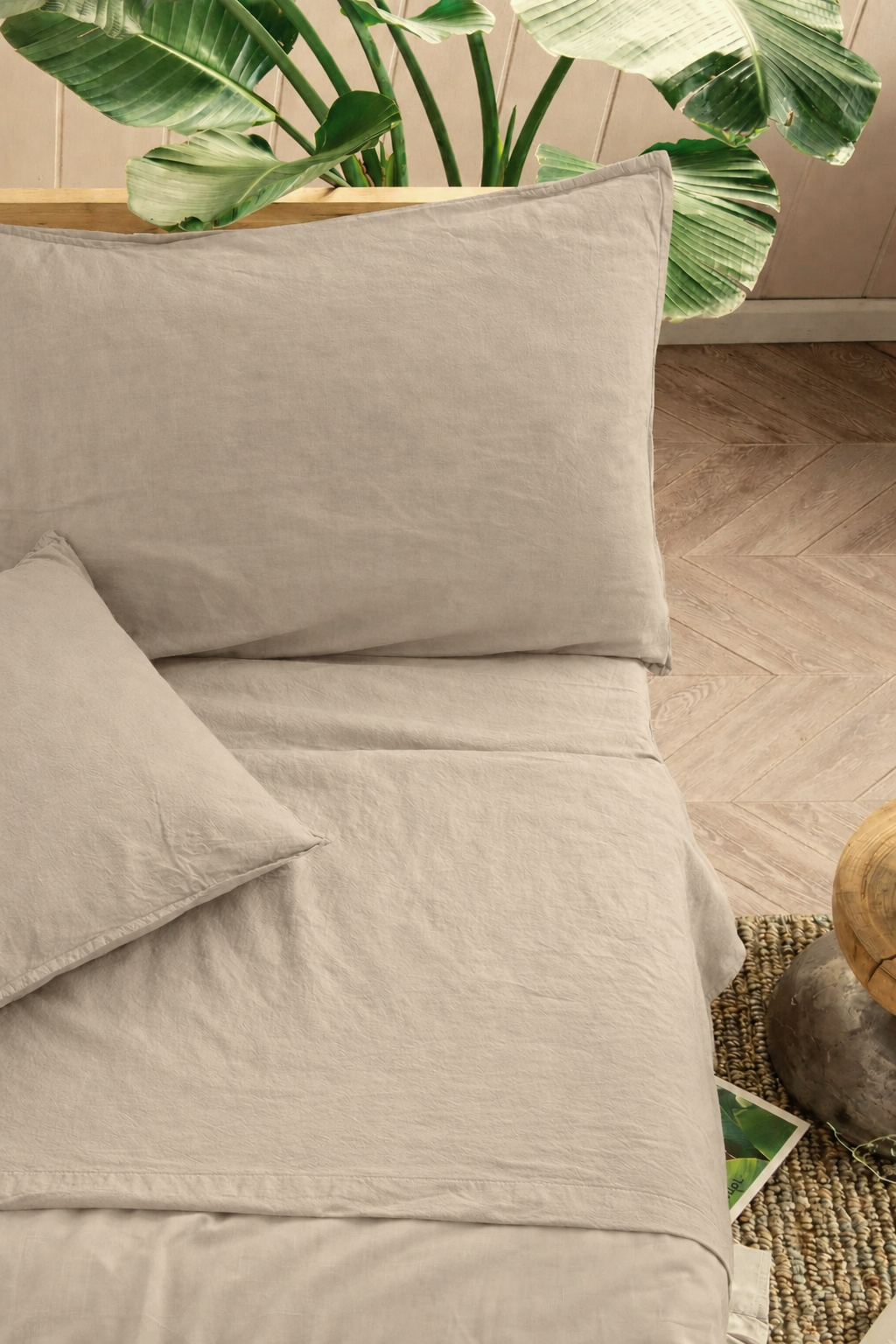 Parure Lenzuola Cotone No-Stiro ESSENZIALE Letto Moreali Tessile Casa Matrimoniale 250 x 295 Deserto