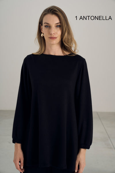 Blusa Inserto Ciniglia ANTONELLA Abbigliamento Moreali Tessile Casa XS Nero