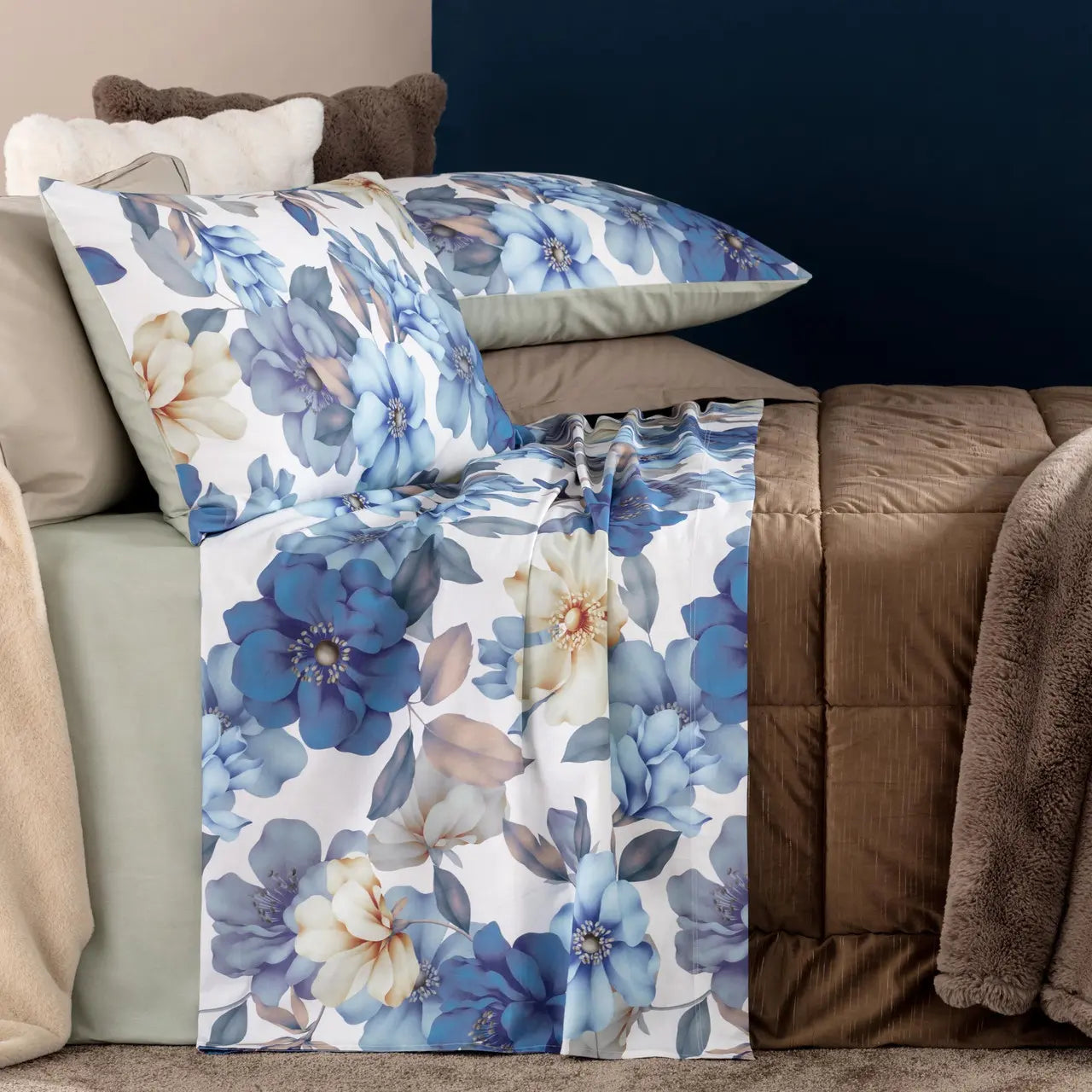 Completo Lenzuola Cotone Stampato Hoara Letto Riviera