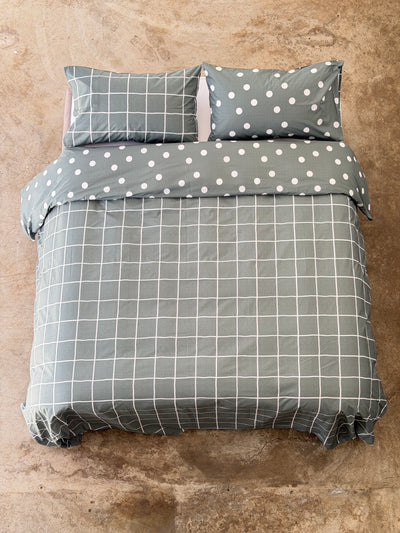 Parure Copripiumino Double Quadri-Pois EASY Letto Moreali Tessile Casa