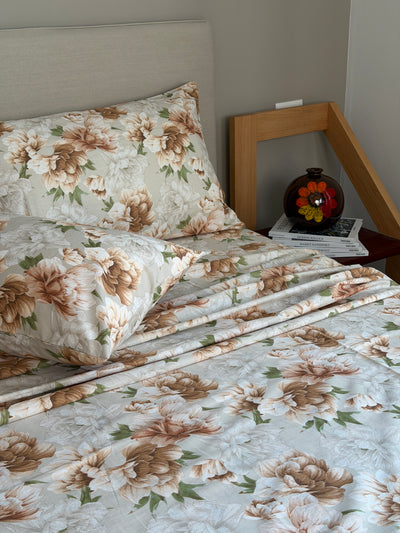 POPUP - Completo Lenzuola Cotone Stampato PEONYS