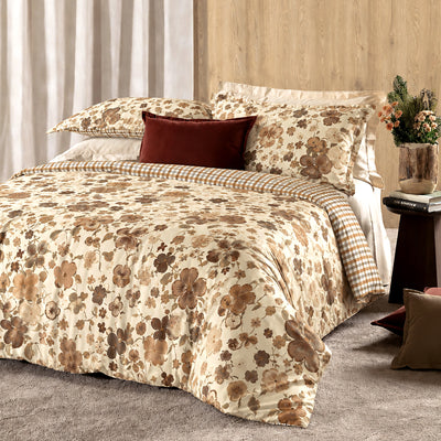 Parure Copripiumino Raso 300TC Double ELENYA Letto Reevèr Matrimoniale Vaniglia