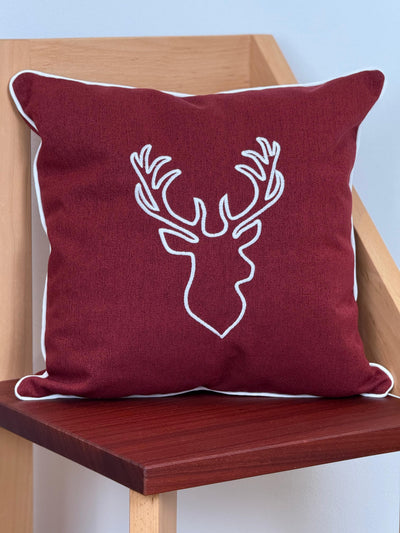 Cuscino Arredo Piping Christmas Reindeer Soggiorno Moreali Tessile Casa 45 x 45 Rosso