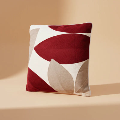 Cuscino Arredo 100% Cotone Ricamato FOGLIE BURGUNDY Soggiorno Moreali Tessile Casa 50 x 50 Multicolor 1