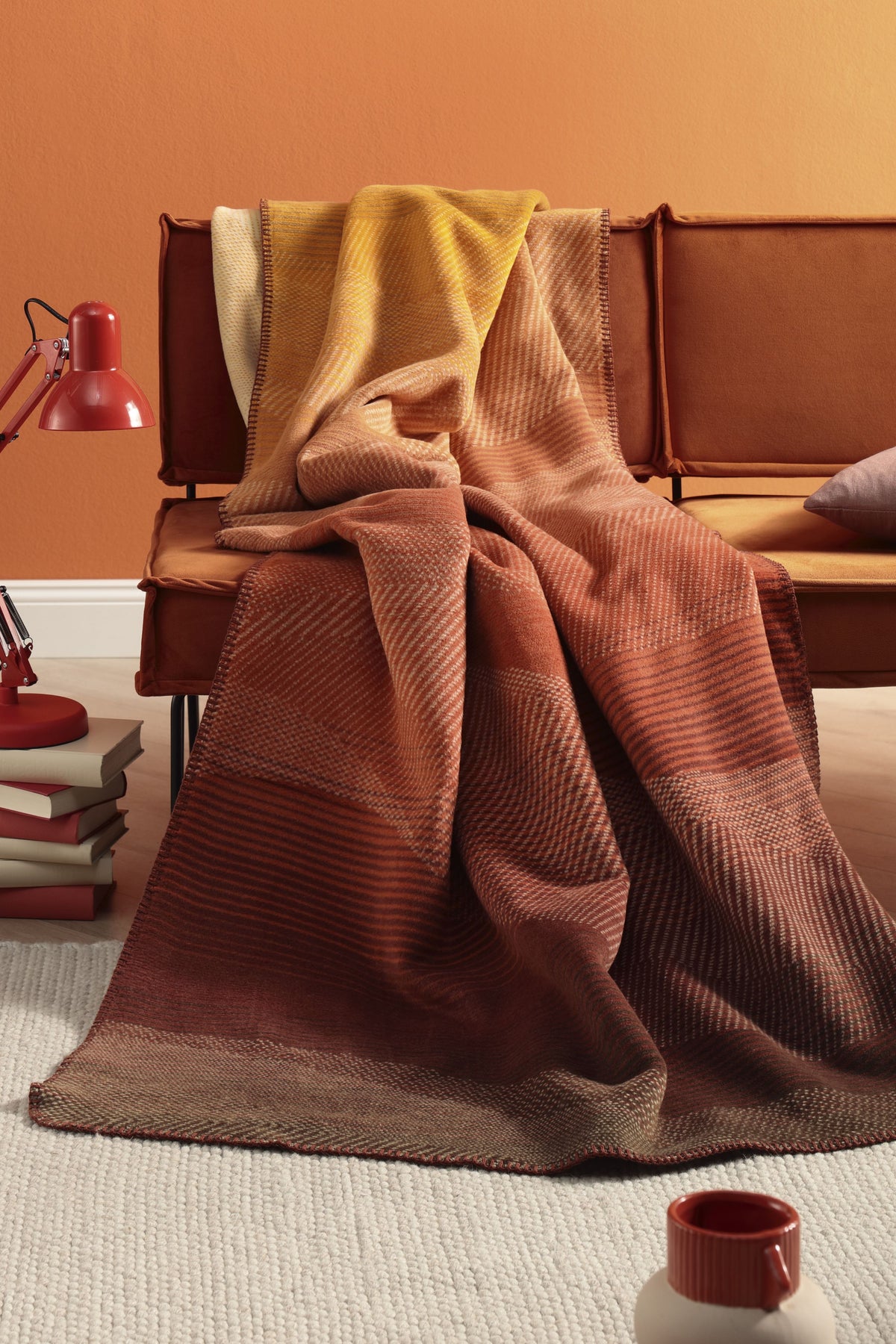 Plaid in Caldo Cotone SUNSET DRIFT Soggiorno Borbo 150 x 200 Tramonto Dorato