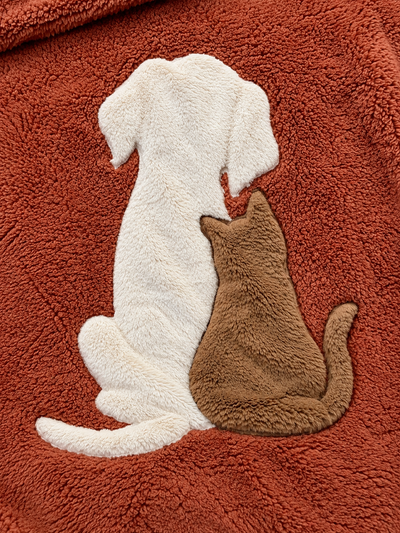 Plaid Pile Coccola Ricamato CAT AND DOG IN LOVE Soggiorno Maryplaid