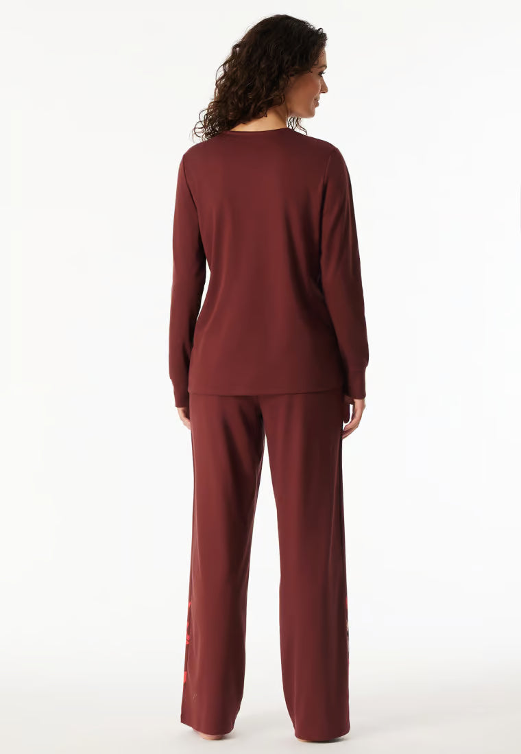 Pigiama Donna Interlock Flowers Burgundy Schiesser