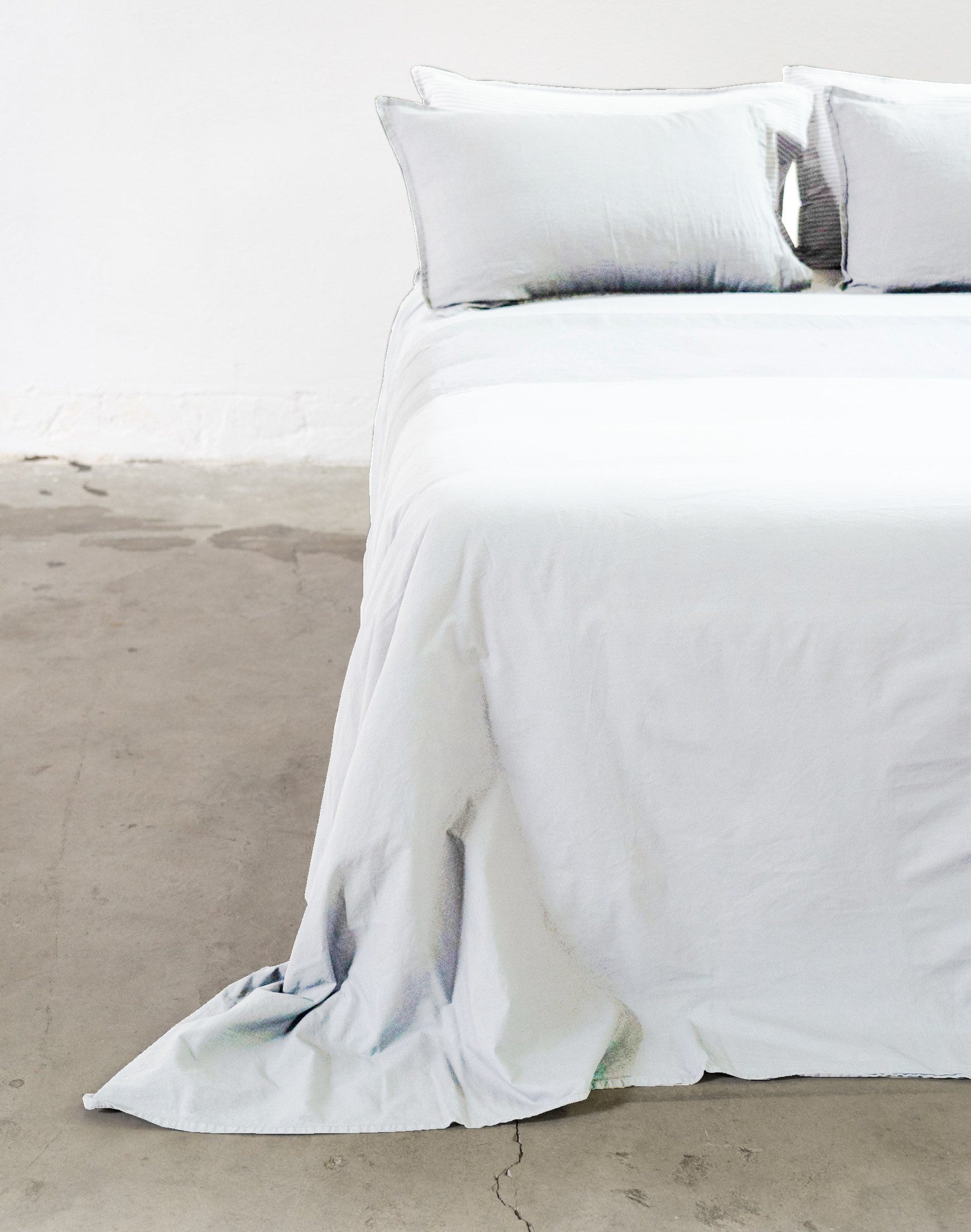 Parure Copripiumino No-Stiro Lino/Cotone NIRANO Letto Moreali Tessile Casa Matrimoniale Bianco