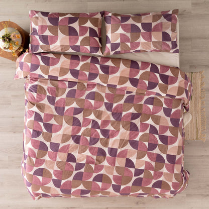 Parure Copripiumino Cotone Stampato Cassio Letto Riviera Matrimoniale Rosa Loto