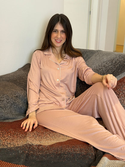 Pigiama Donna Aperto Piping Abbigliamento Moreali Tessile Casa