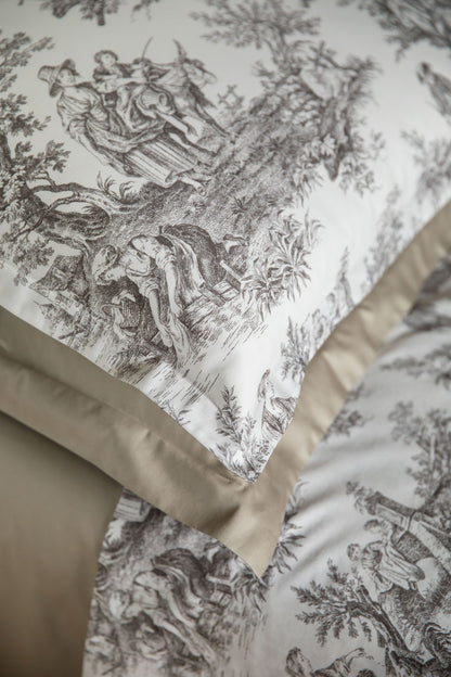 Parure Copripiumino Raso 300TC Stampa Digitale Toile De Jouy Letto Reevèr Matrimoniale Lino