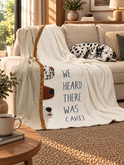 Plaid Pile Battuto Ricamato CANI CURIOSI Soggiorno Maryplaid 160 x 180 Panna