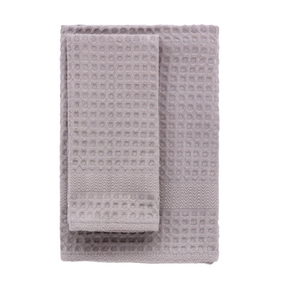 FINE SERIE Set Asciugamani Soft Apone Jacquard Bagno Moreali Tessile Casa 55 x 130 / 38 x 56 Perla