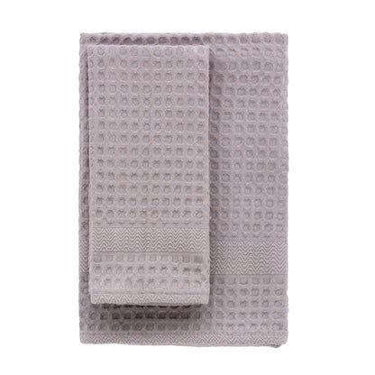 FINE SERIE Set Asciugamani Soft Apone Jacquard Bagno Moreali Tessile Casa 55 x 130 / 38 x 56 Perla