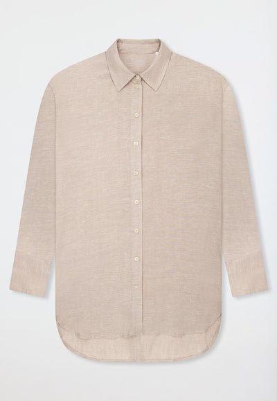 Camicione Lungo Aperto Misto Lino Abbigliamento Schiesser