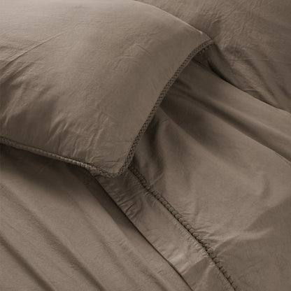 Parure Lenzuola No-Stiro PONPON Letto Moreali Tessile Casa Matrimoniale Tortora