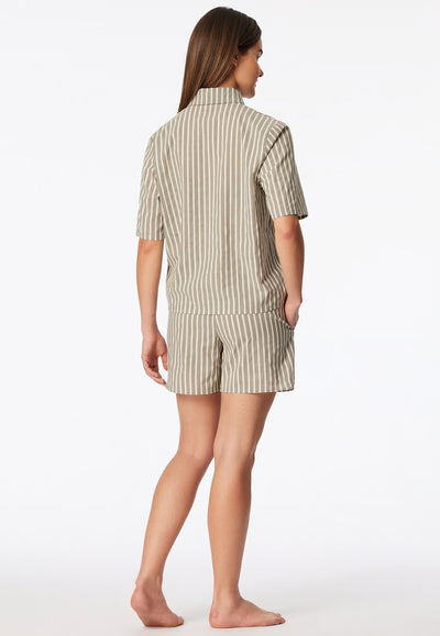 Pigiama Corto Aperto Stripes Verde Abbigliamento Schiesser