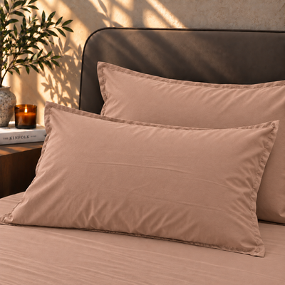 Coppia Federe Cotone No-Stiro ESSENZIALE Letto Moreali Tessile Casa 50 x 80 cm Fard