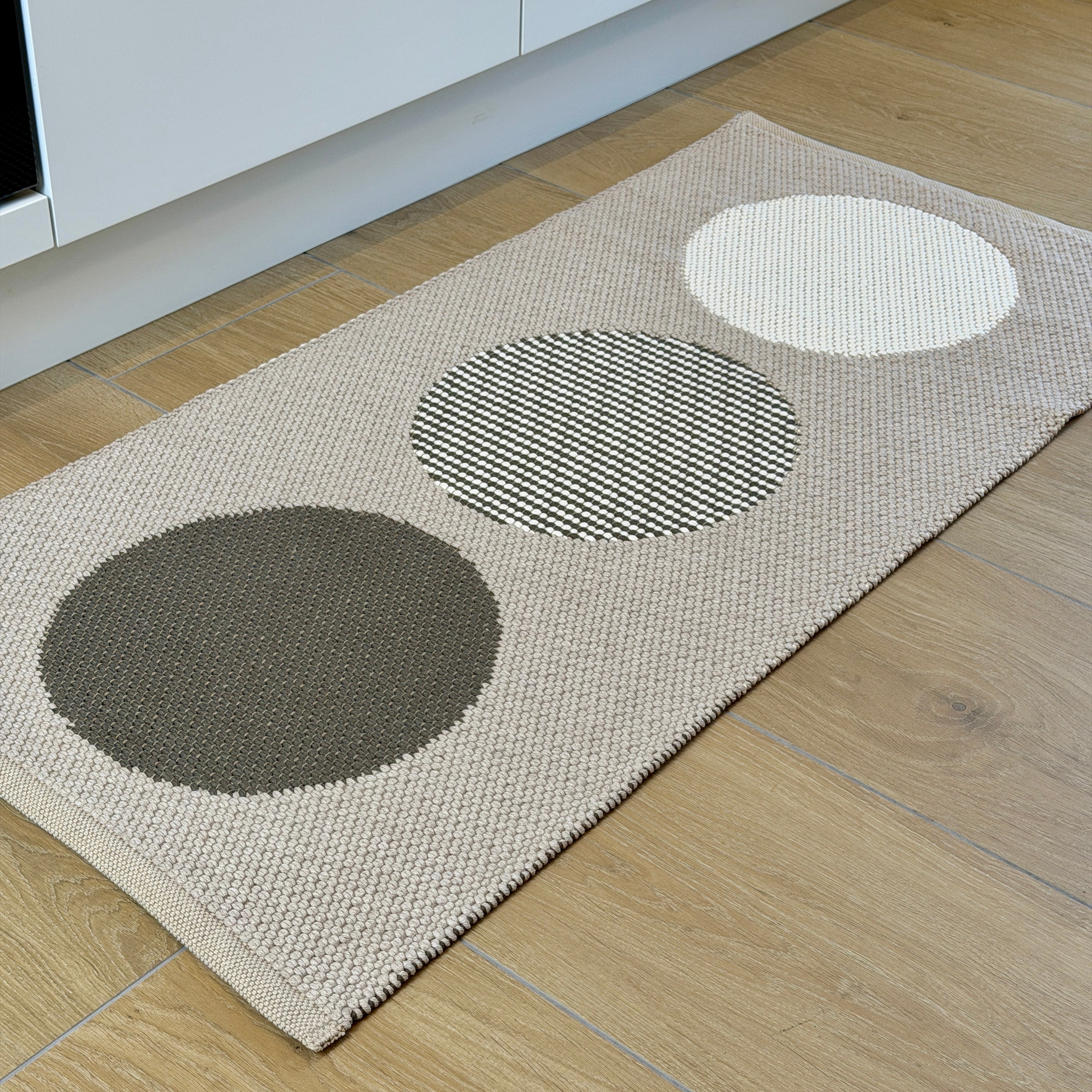 Tappeto Artigianale Jacquard Lino/Cotone POP ART Soggiorno Moreali Tessile Casa 60 x 100 Taupe - Ecrù - Brown