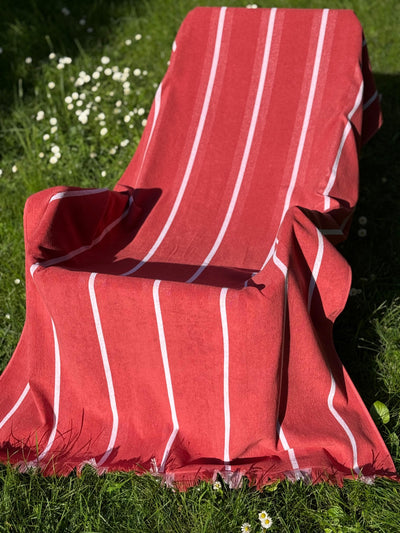 Telo Mare Spugna e Cotone Righe Ton-Sur-Ton Bagno Moreali Tessile Casa 100 x 180 Corallo