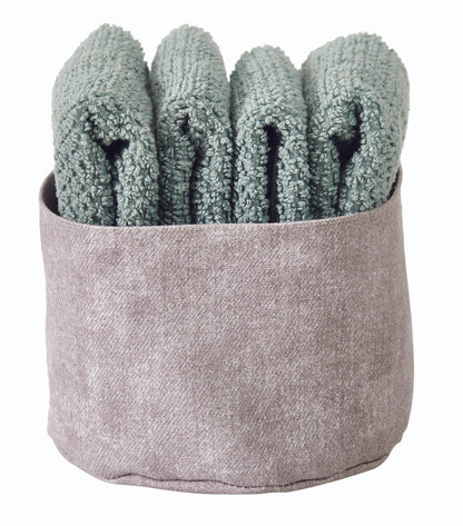 Set 4 Lavette + Cestino PEPE Bagno Maison Sucrée 30 x 30 Eucalipto var.27