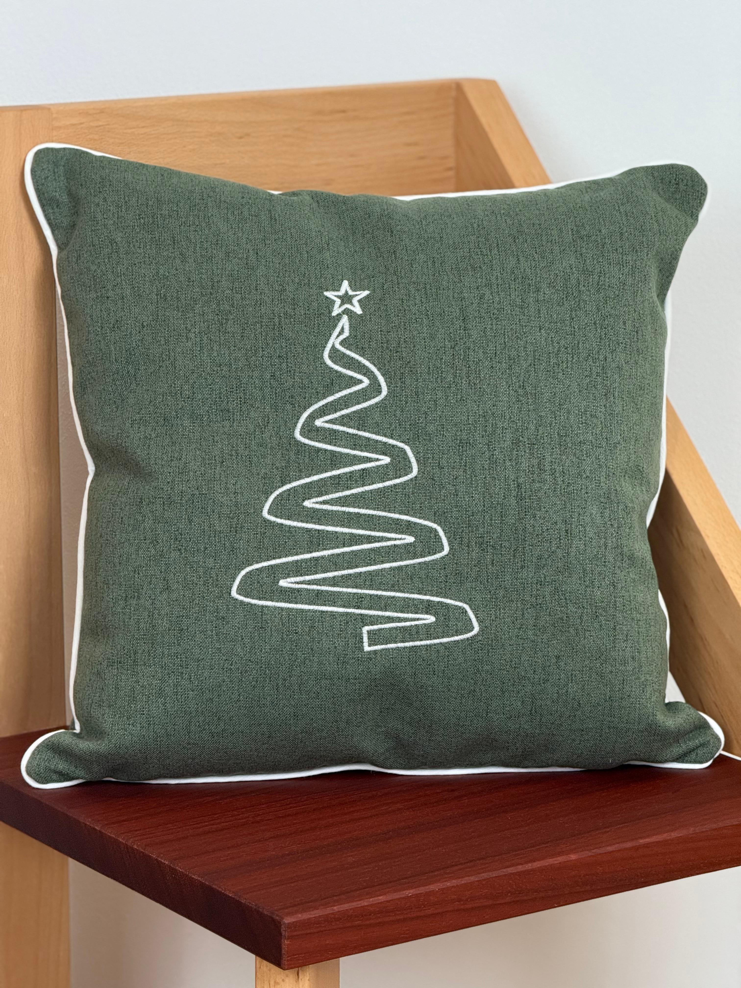 Cuscino Arredo Piping Christmas Tree Soggiorno Moreali Tessile Casa 45 x 45 Verde