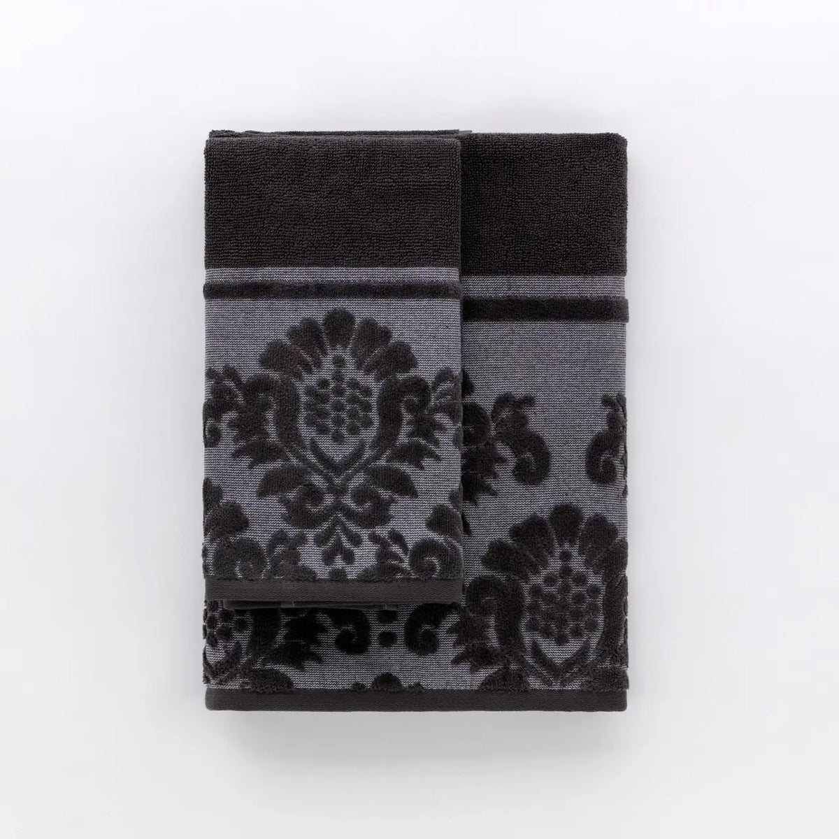 Set Asciugamani Jacquard SAVOY Bagno Riviera 60 x 110 / 40 x 60 Grigio Scuro