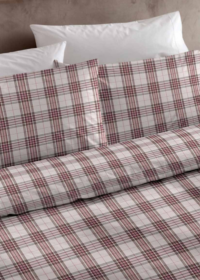 GLEN COMPLETO LETTO SOFFICE COTONE GARZATO STAMPATO Letto Riviera Matrimoniale Marsala