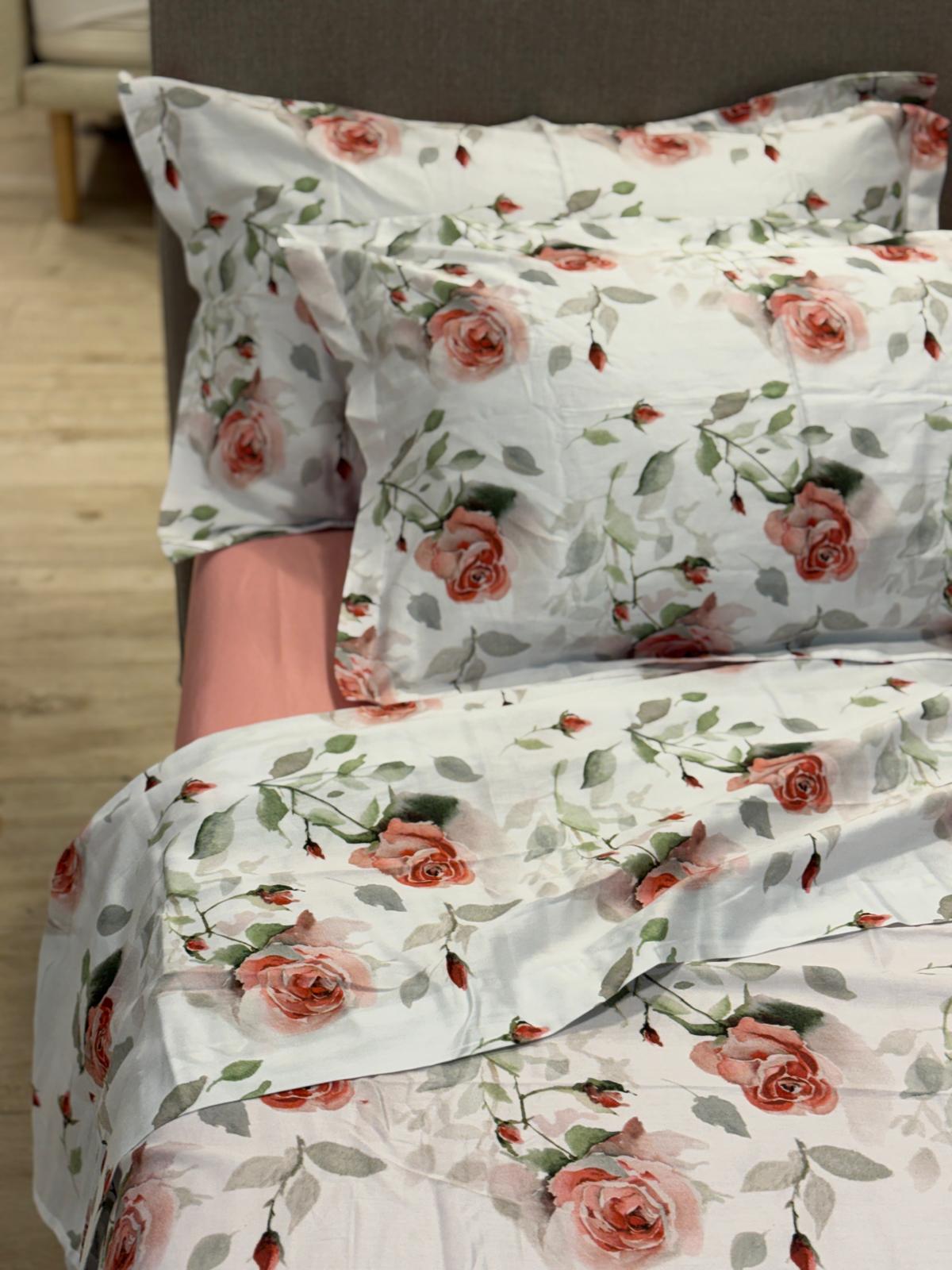 POPUP - Completo Lenzuola Raso 300TC ROSE LUXURY Letto Sartoriale