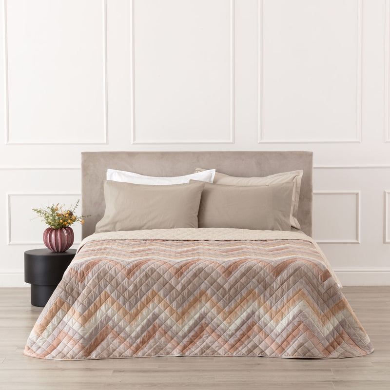 POPUP - Trapuntino in Cotone Stampato ARBEN Letto Riviera Matrimoniale 260 x 270 Crema