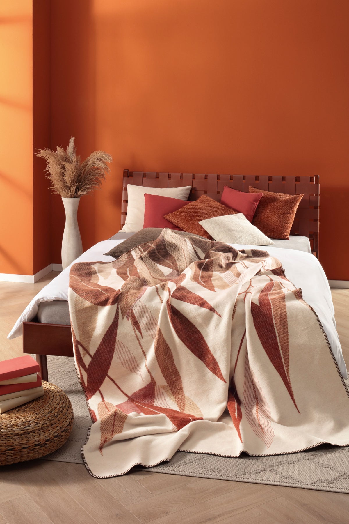 Plaid in Caldo Cotone EMBER LEAVES Soggiorno Borbo 150 x 200 Foglie