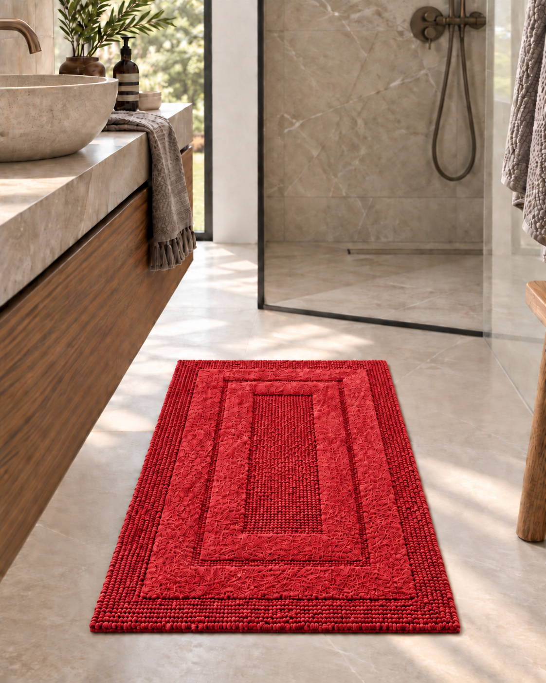 POPUP - Tappeto Bagno Tinta Unita BOURDON Bagno Home Philosophy 50 x 50 Rosso