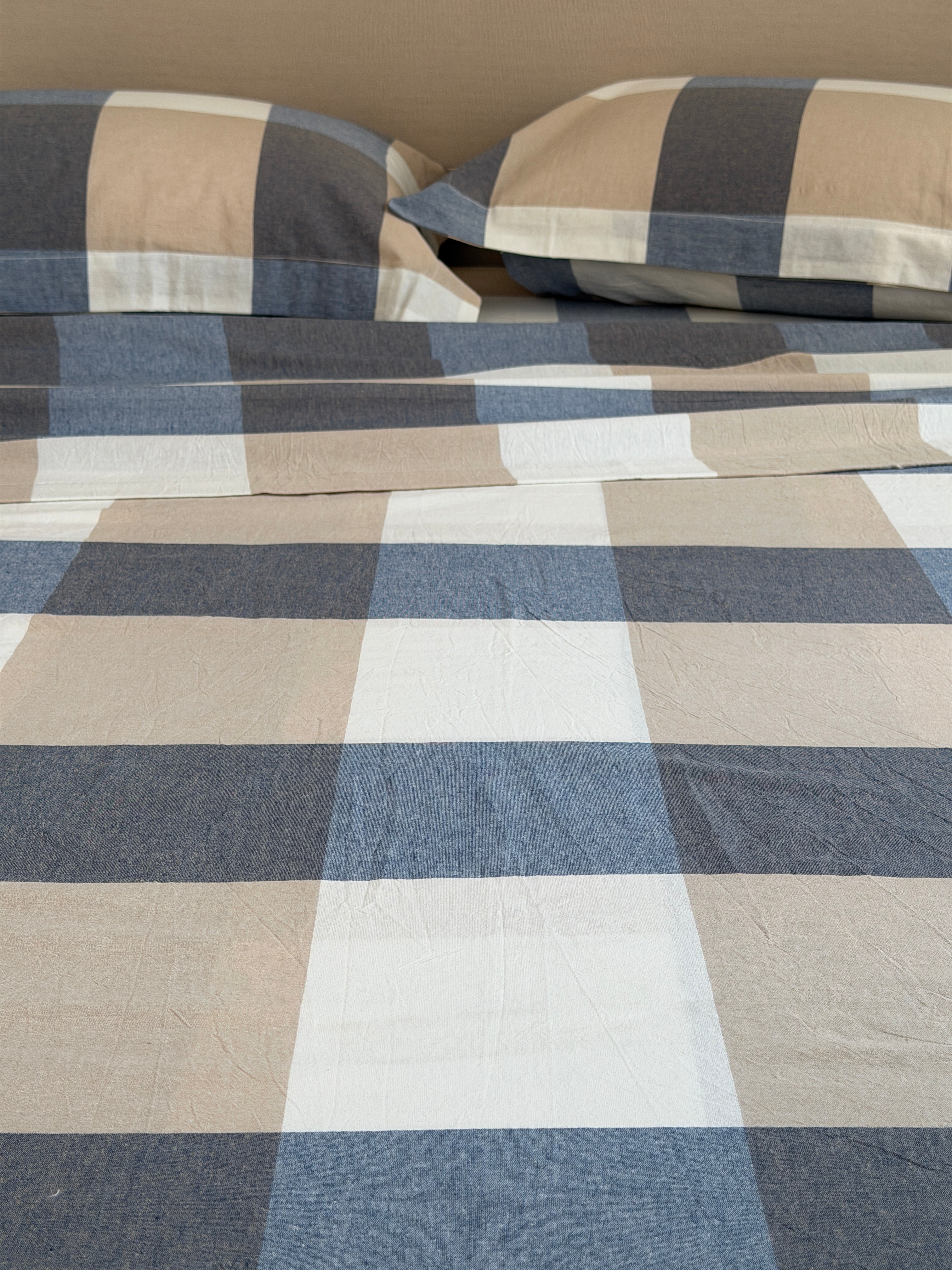Completo Lenzuola Tinto Filo BLUE SQUARES