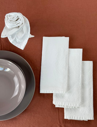 Set 4 Tovaglioli No-Stiro Cotone STONE Cucina Moreali Tessile Casa 50 x 50 cm Bianco