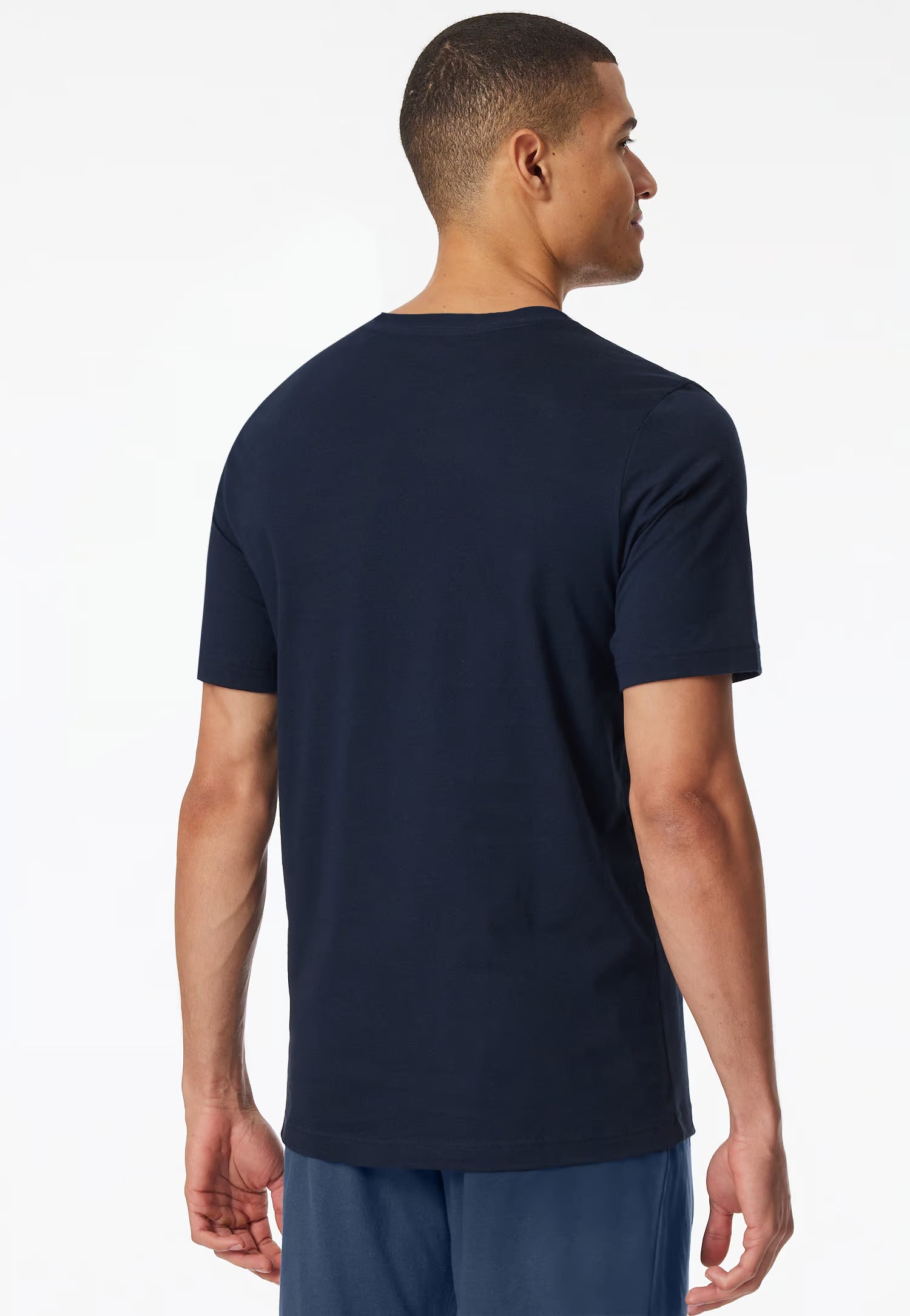 Maglietta Manica Corta Uomo Cotone Blu Notte Abbigliamento Schiesser