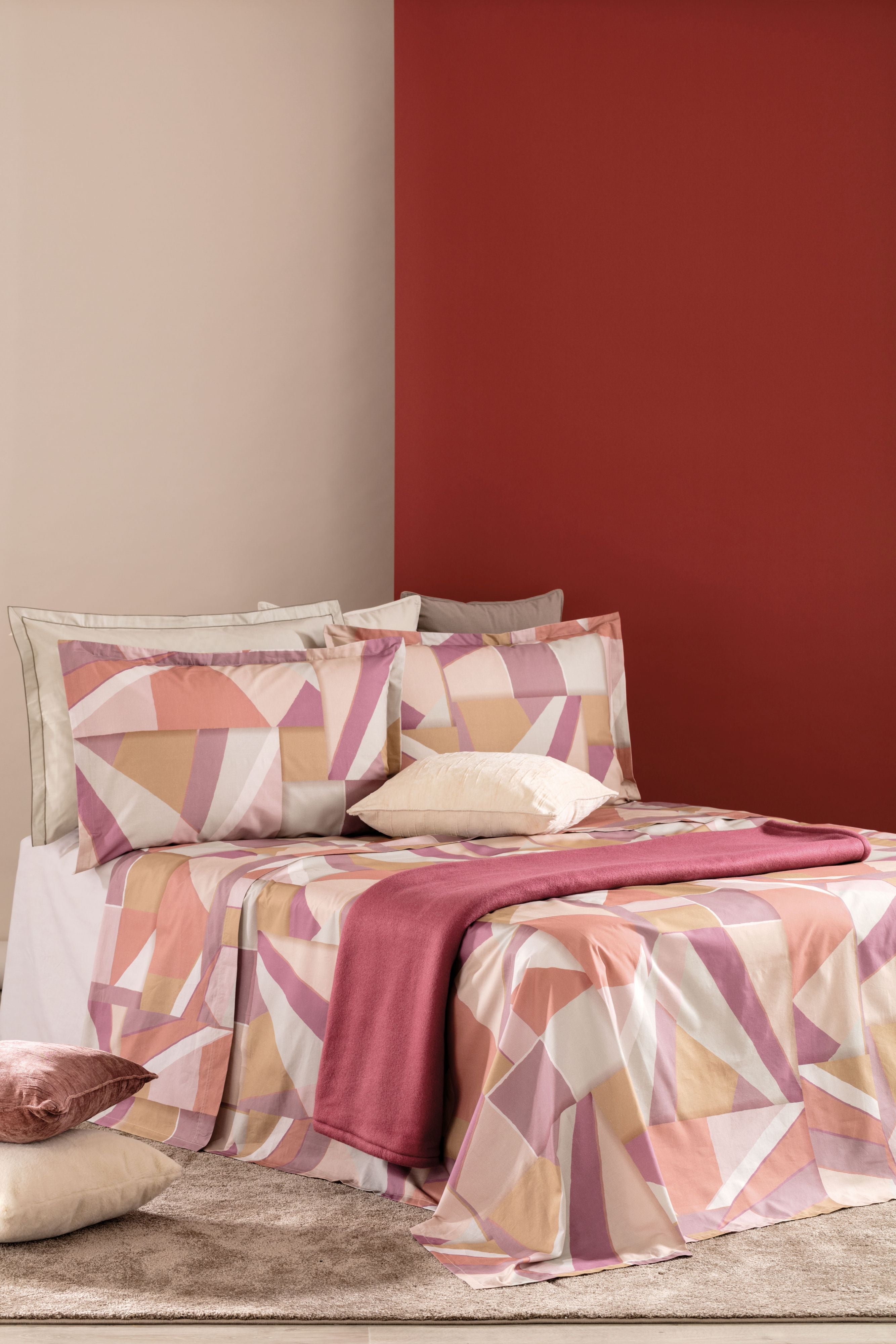 Completo Lenzuola Copriletto Percalle Stampa Digitale Brody Letto Riviera