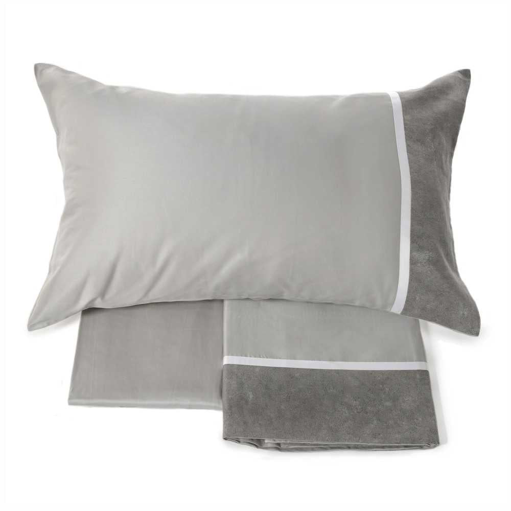 Completo Lenzuola Flanella Cotone Fazzini GALUCHAT Letto Fazzini Matrimoniale Grigio