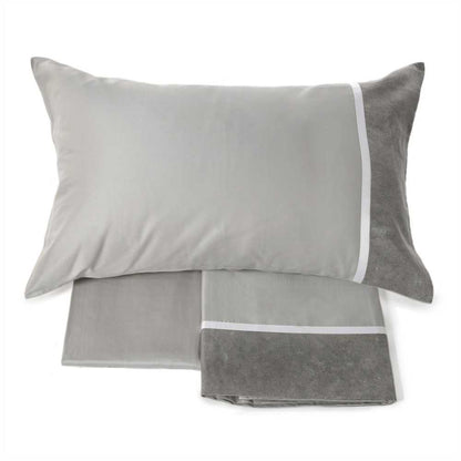 Completo Lenzuola Flanella Cotone Fazzini GALUCHAT Letto Fazzini Matrimoniale Grigio