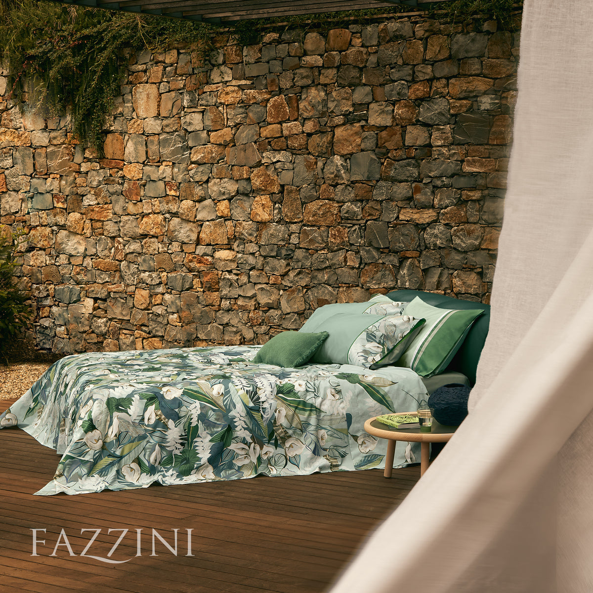 POPUP - Trapuntino Percalle CALLE Letto Fazzini Matrimoniale 270 x 270 Surf - Medium Green
