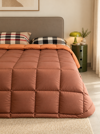 Trapunta Tinta Unita Double PIUMINO D'OCA Letto Cinelli Medio 220 g/mq Cognac/Terracotta