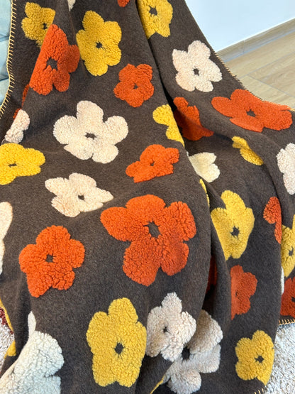 Plaid Lana Cotta Italiana POP ART FLOWERS Soggiorno Moreali Tessile Casa