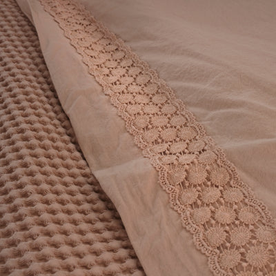 Parure Lenzuola Cotone No-Stiro PIZZO CROCHET Letto Moreali Tessile Casa