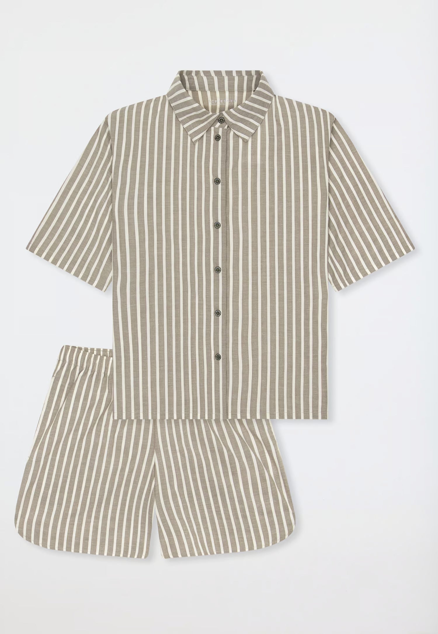 Pigiama Corto Aperto Stripes Verde Abbigliamento Schiesser