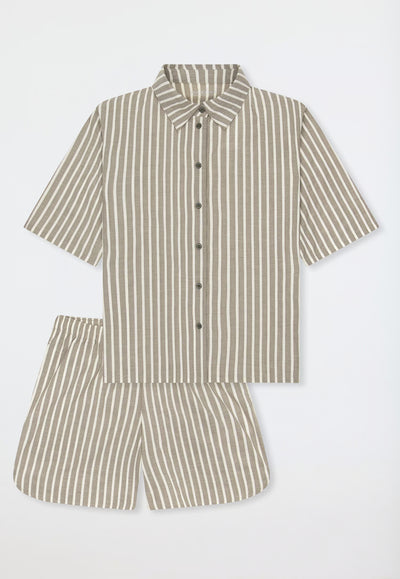 Pigiama Corto Aperto Stripes Verde Abbigliamento Schiesser