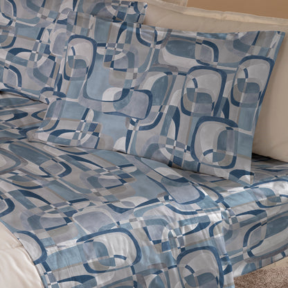 Completo Lenzuola Cotone Stampato Alan Letto Riviera Matrimoniale Carta da Zucchero