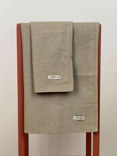 Set Canovacci No-Stiro Cotone STONE Cucina Moreali Tessile Casa 50 x 70 cm Tortora