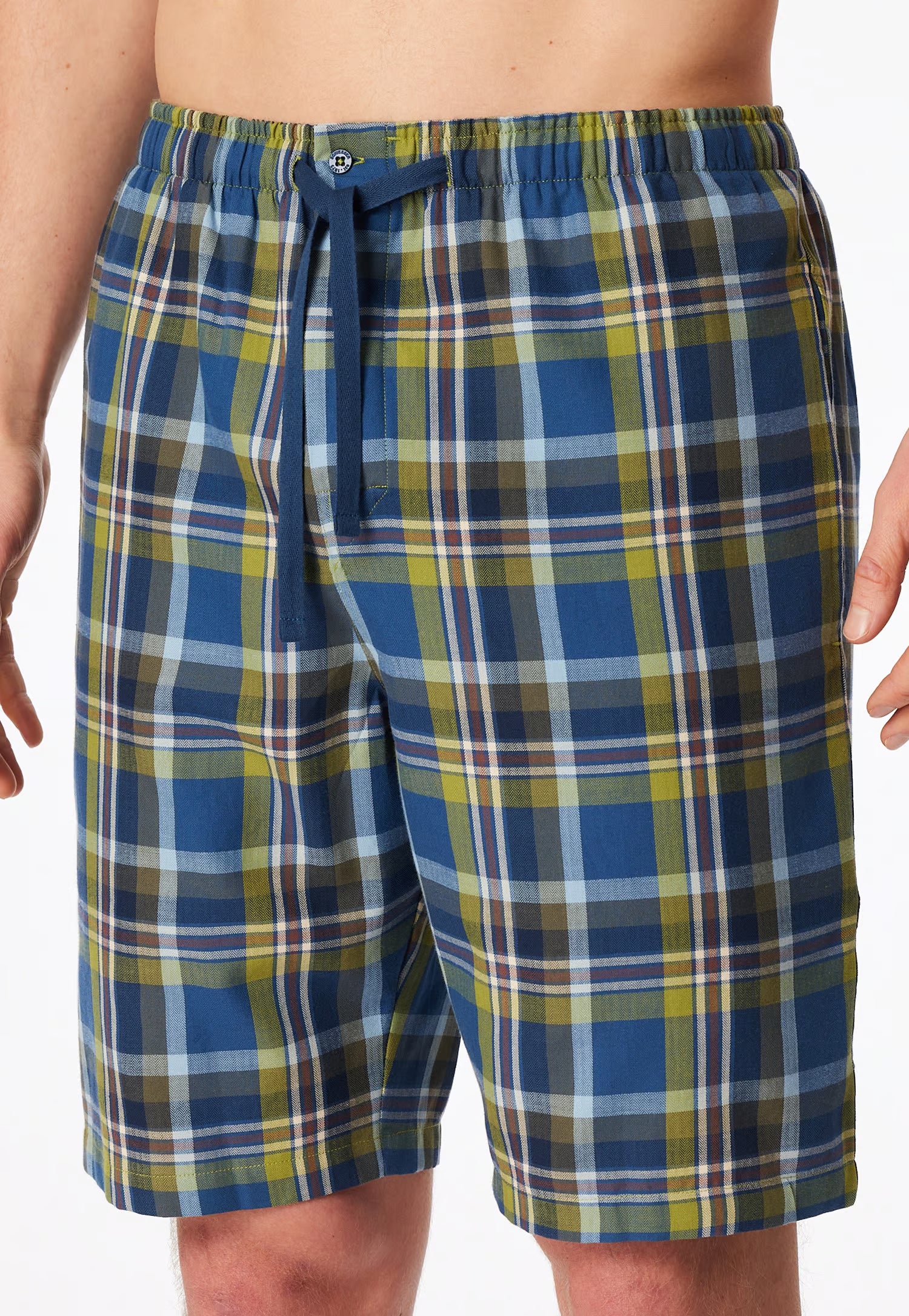 Pantaloncini Corti Uomo Cotone Quadretti Verde Abbigliamento Schiesser
