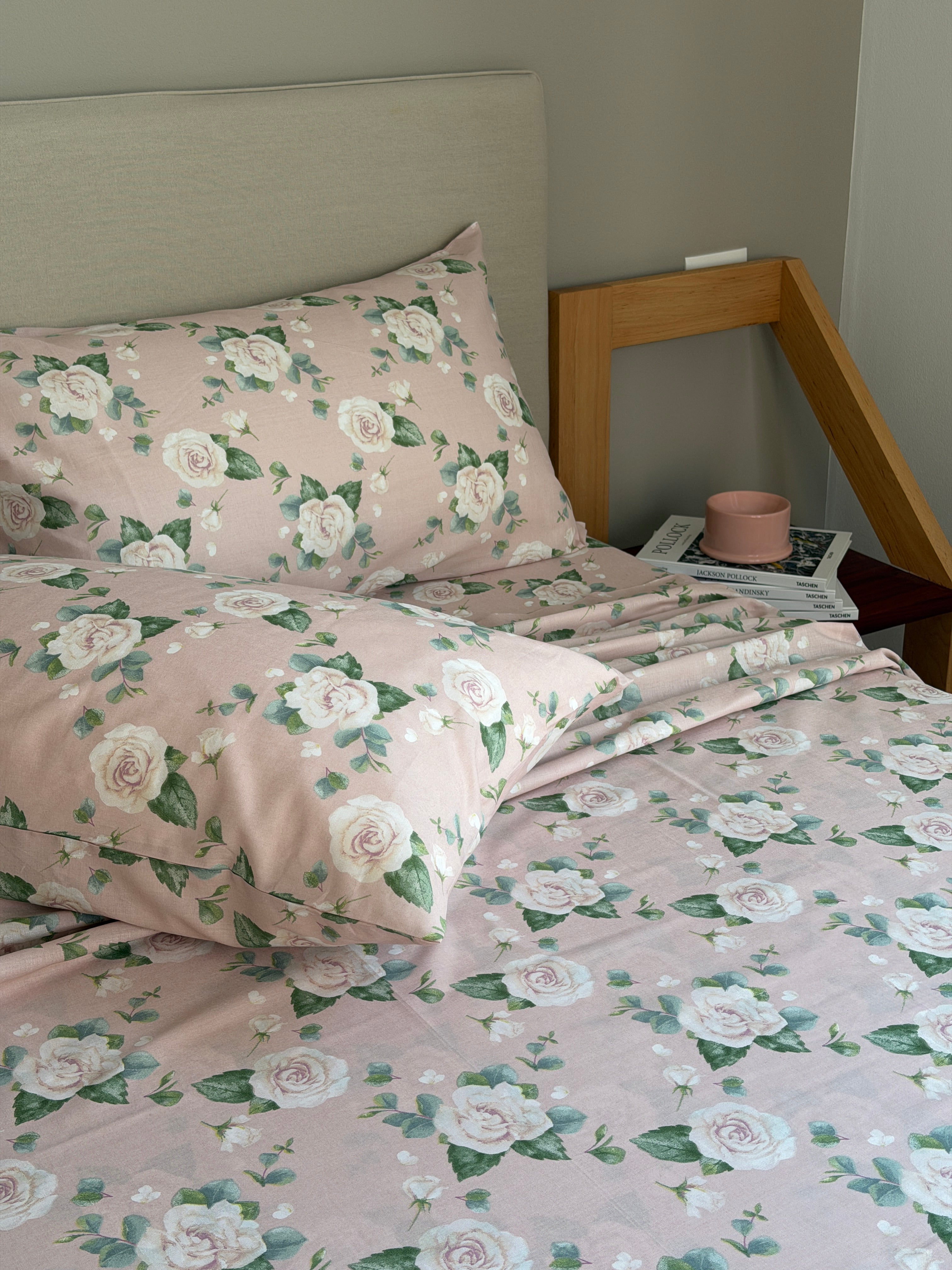Completo Lenzuola Cotone Stampato VENERY Letto Riviera Matrimoniale Rosa