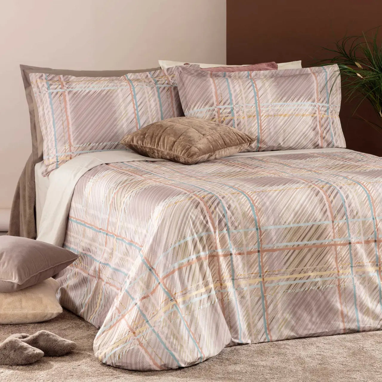 Parure Copripiumino Percalle Stampa Digitale Yuta Letto Riviera