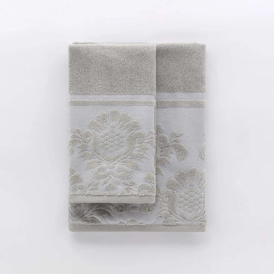 Set Asciugamani Jacquard SAVOY Bagno Riviera 60 x 110 / 40 x 60 Grigio Chiaro